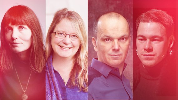 Collage med fire personer