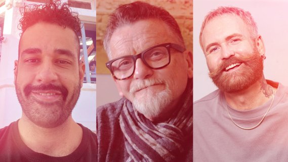 Collage med tre menn