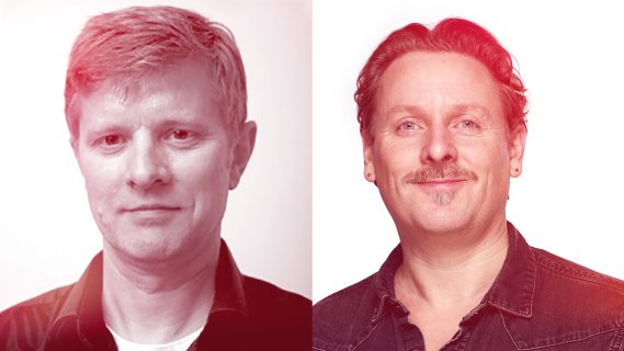 Collage med to personer