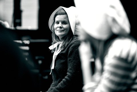 Kjersti Tveterås i rollen som Jane Eyre på Nationaltheatret, tatt i prøvetiden.