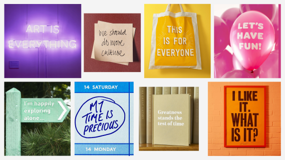 Collage med mottoer for de ulike kultursegmentene