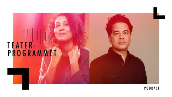 Portrettbilder av en kvinne og en menn, med logoen til "Teaterprogrammet"