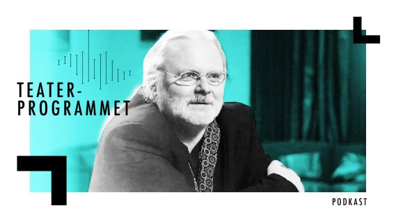 Bilde av Jon Fosse med Teaterprogrammets logo
